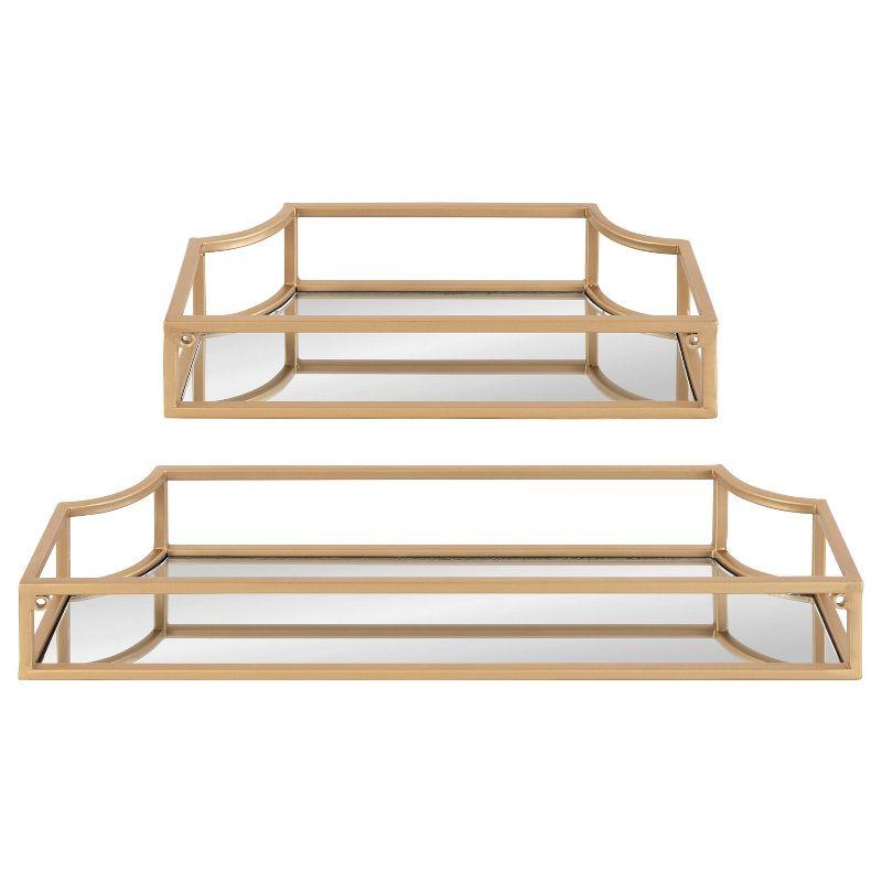 Kate & Laurel All Things Decor 2pc Ciel Metal Wall Shelf Set Gold: MDF Floating Shelves, No Assembly Required