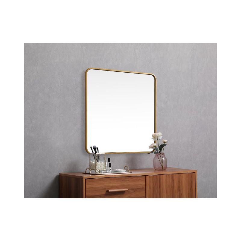 Elegant Lighting Soft corner metal square mirror 30x30 inch in Brass