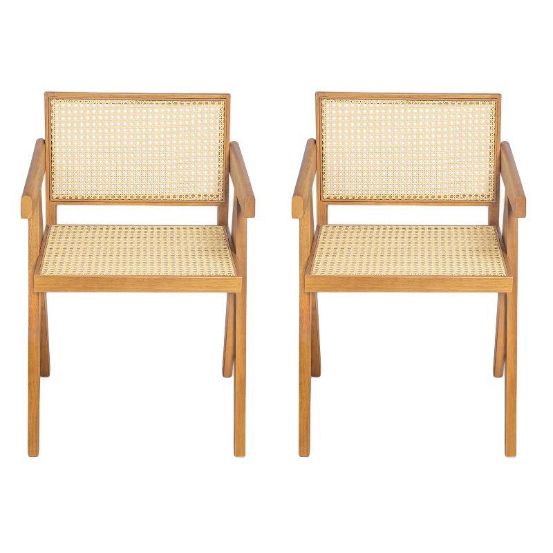 NFusion Darrell Rattan Dining Chairs With Rubber Wood Frame (Set of 2)