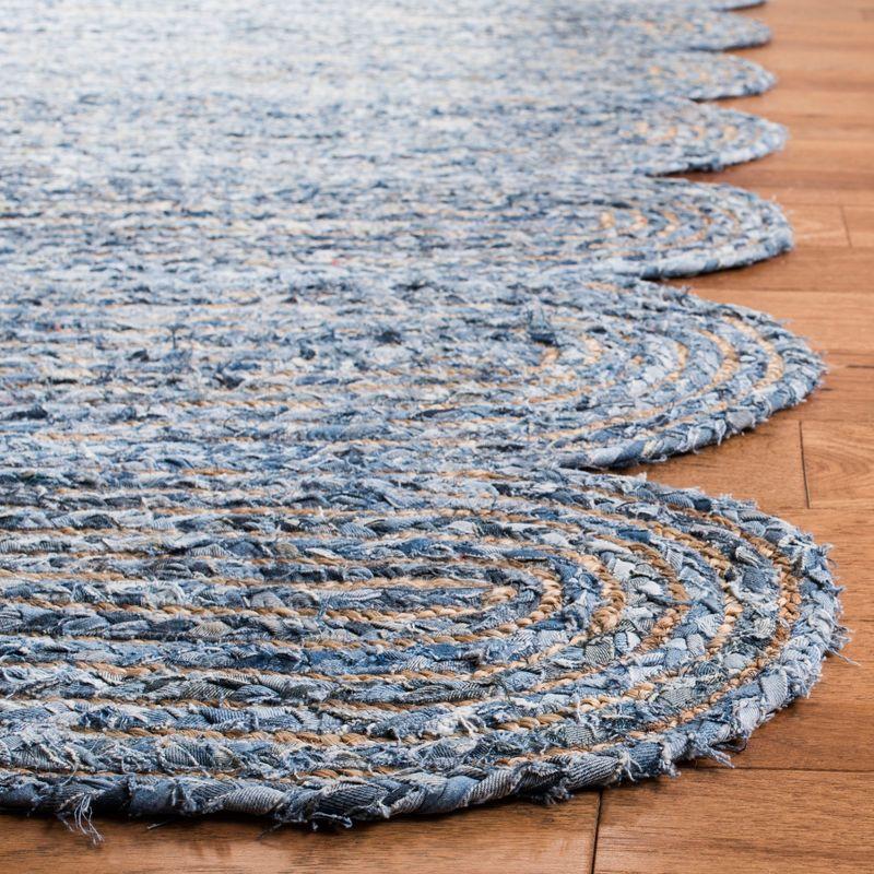 Coastal Charm Hand-Knotted Blue Square Cotton & Synthetic Rug