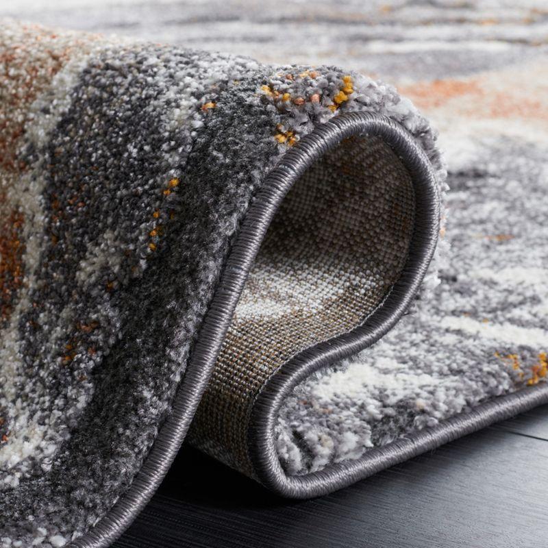 Cyrus Shag CYR121 Power Loomed Indoor Area Rug - Dark Grey/Orange - 6'7"x6'7" - Safavieh