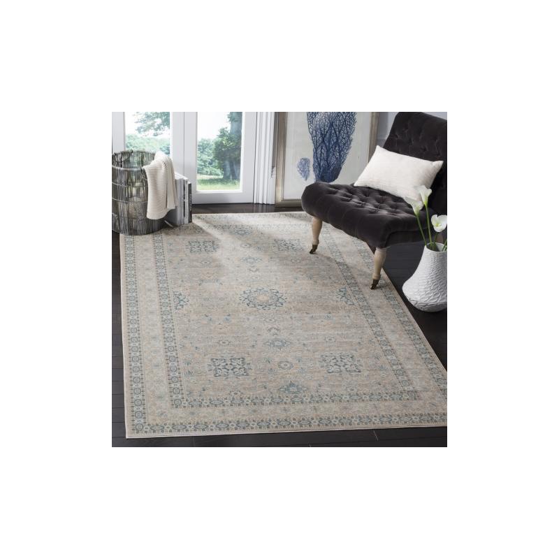 Gray Floral 4' x 6' Synthetic Area Rug