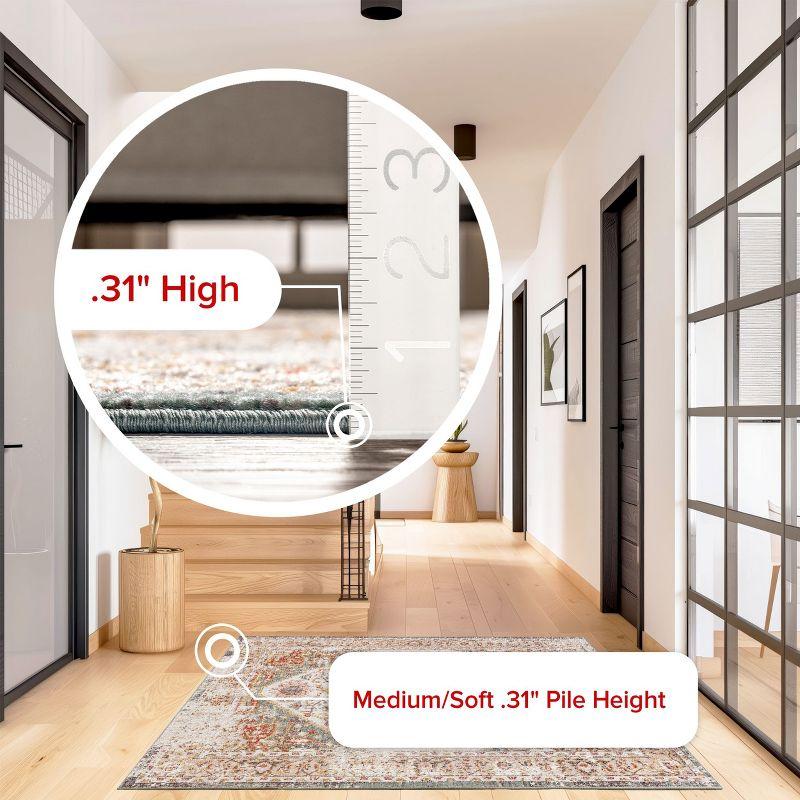 Nuloom 5 Round Justine Vintage Medallion Indoor Area Rug, Beige, Faded Persian Design, Stain Resistant, BedroomLiving Room, Kitchen,