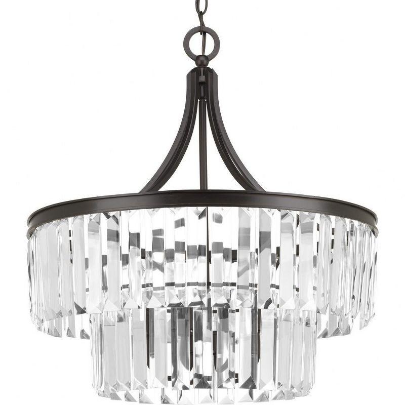 Progress Lighting Glimmer 5-Light Pendant, Antique Bronze, Prismatic Glass Shade