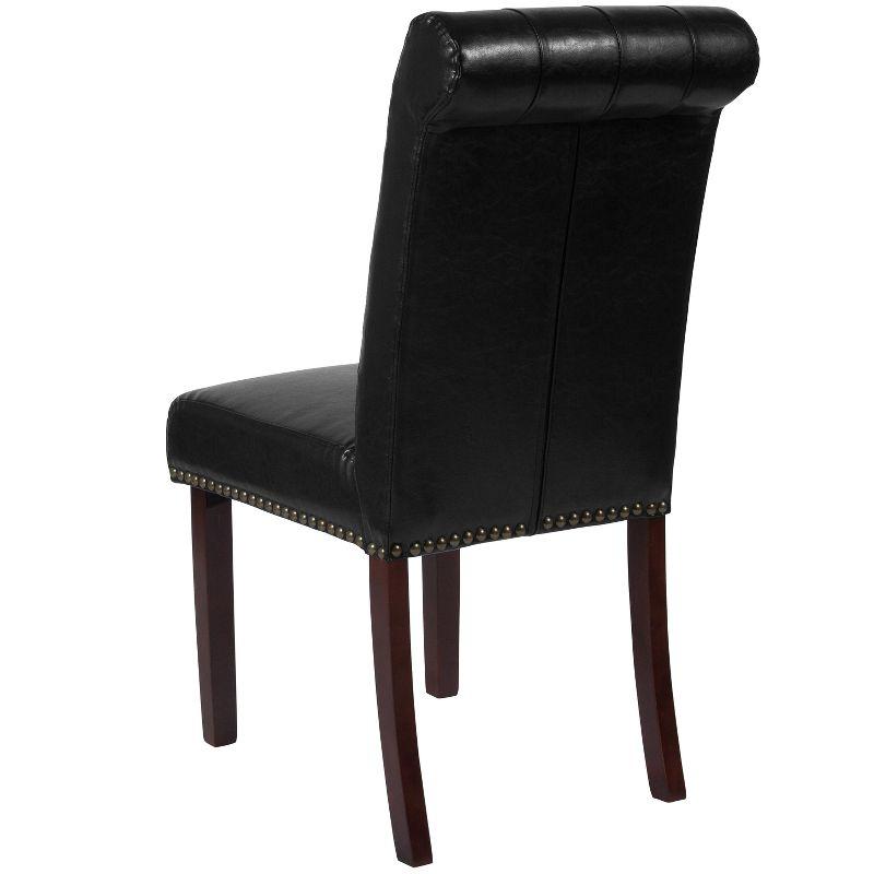 Flash Furniture HERCULES Series Black LeatherSoft Parsons Chair with Rolled Back, Accent Nail Trim and Walnut Finish
