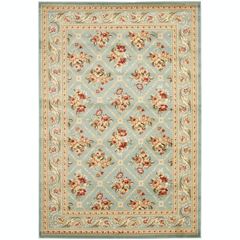 Elegant Blue Floral Trellis 5'3" x 7'6" Synthetic Area Rug