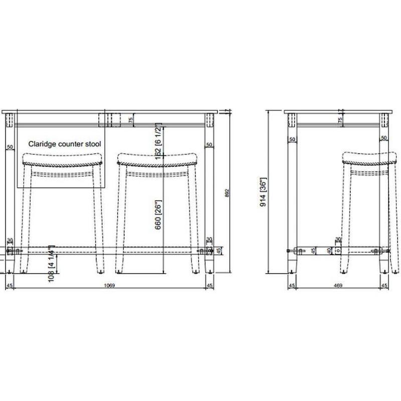 36" Claridge Transitional Counter Height Pub Table Rustic Brown - Linon: Solid Wood Base, Veneer Top