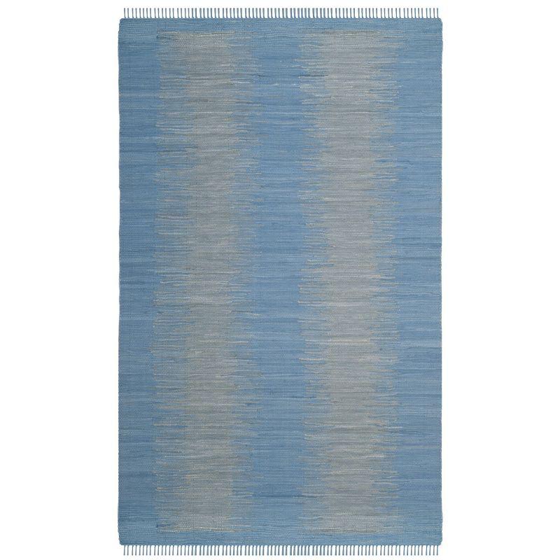 Coastal Breeze Light Blue Hand-Woven Cotton Abstract Rug 6' x 9'