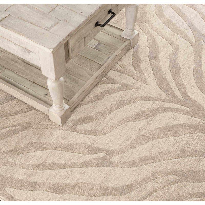 Hauteloom Beige Manteca Zebra Print Area Rug