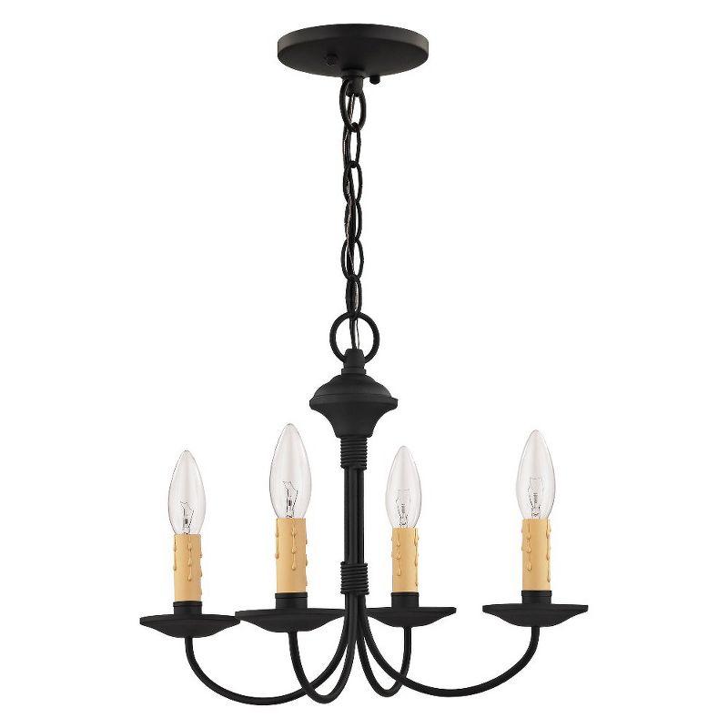 Black 4-Light Mini Chandelier with Candelabra Bulbs