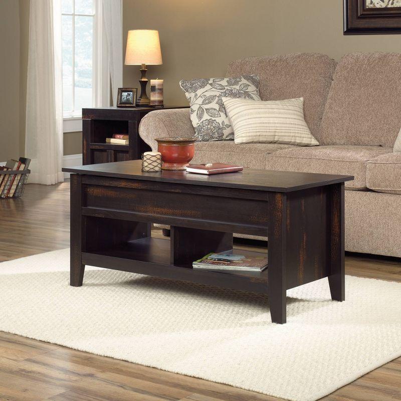 Char Pine Rectangular Lift-Top Wood Coffee Table with Storage