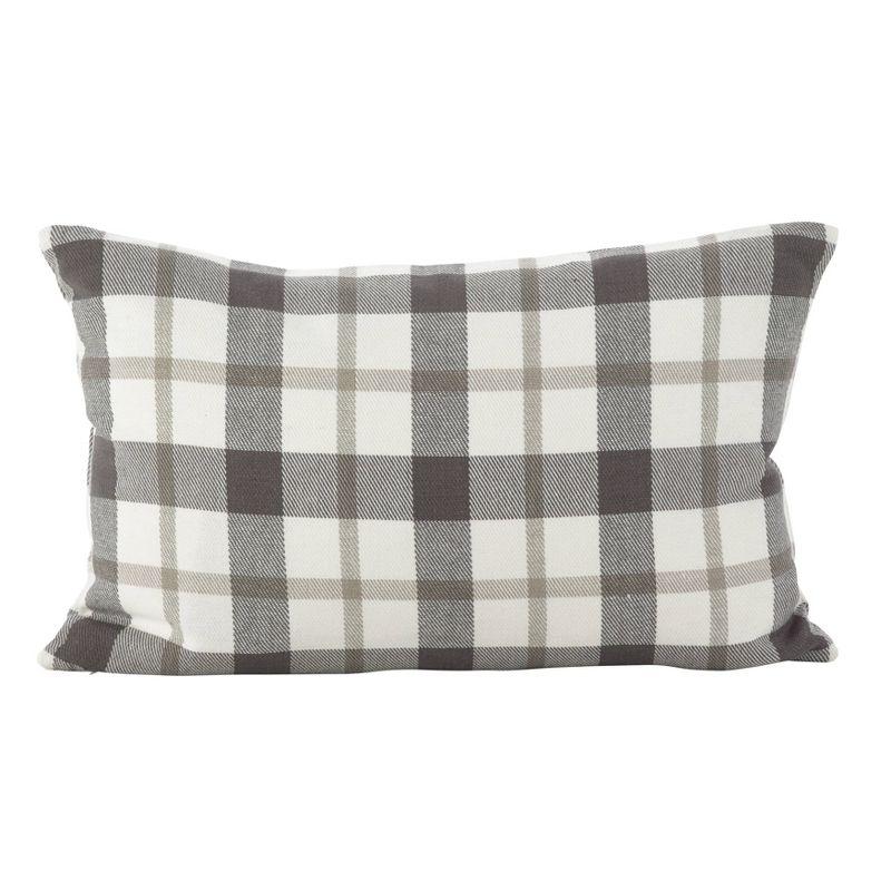 Plaid Down Filled Throw Pillow Gray - Saro Lifestyle