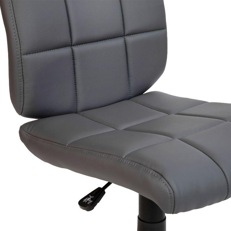 Sleek Modern Gray Vinyl Armless Swivel Task Chair