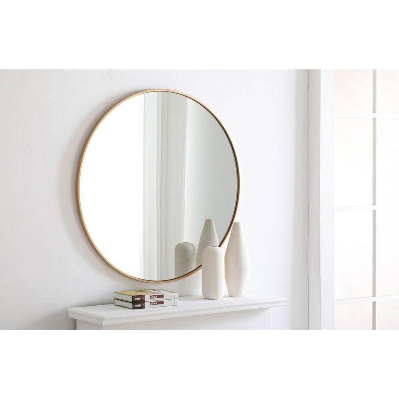 Elegant Lighting Metal frame Round Mirror 36 inch Brass finish