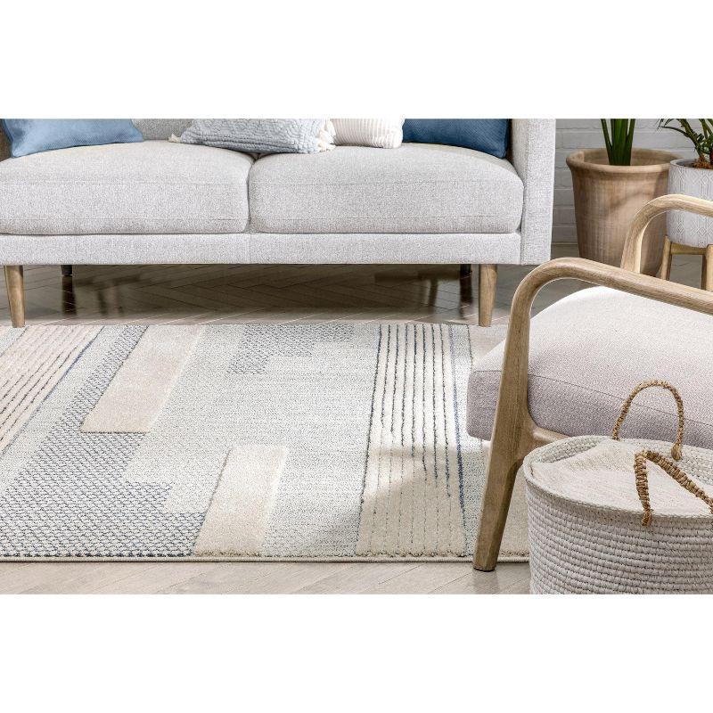 Well Woven Brer Light Blue Abstract Geometric (5'3" x 7'3") Area Rug