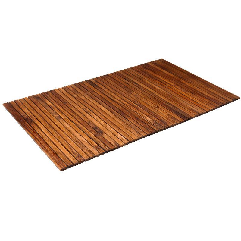 Nordic Teak 59" x 35" Extra Large Oiled Shower and Bath String Mat with Rubber Footing - Brown