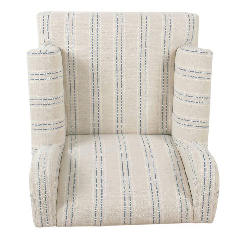 Emerson Striped Wingback Accent Chair in Blue and White