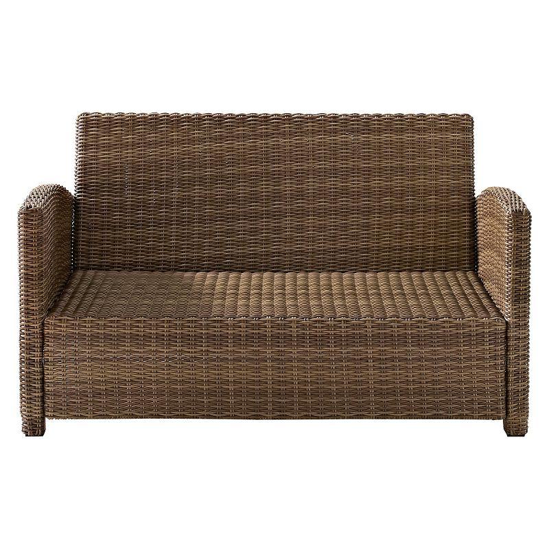 Bradenton Navy and Brown Outdoor Wicker Loveseat