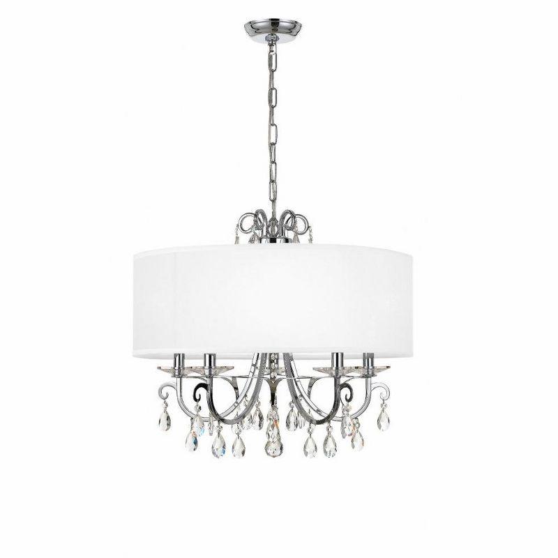 Elegant 5-Light Chandelier in Polished Chrome with Silk Shade