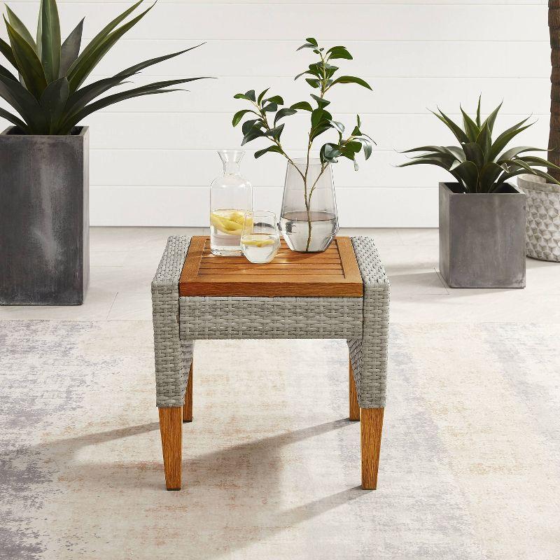 Capella Outdoor Wicker Side Table - Gray - Crosley