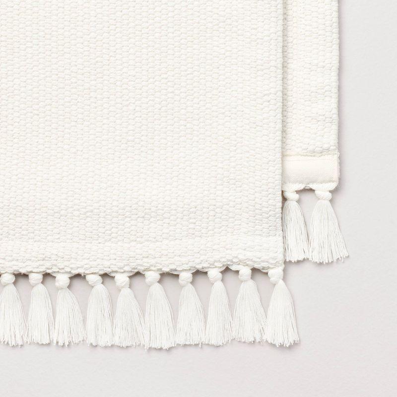 14"x72" Pebble Textured Woven Table Runner Cream - Hearth & Hand™ with Magnolia: Fringed, Farmhouse Style