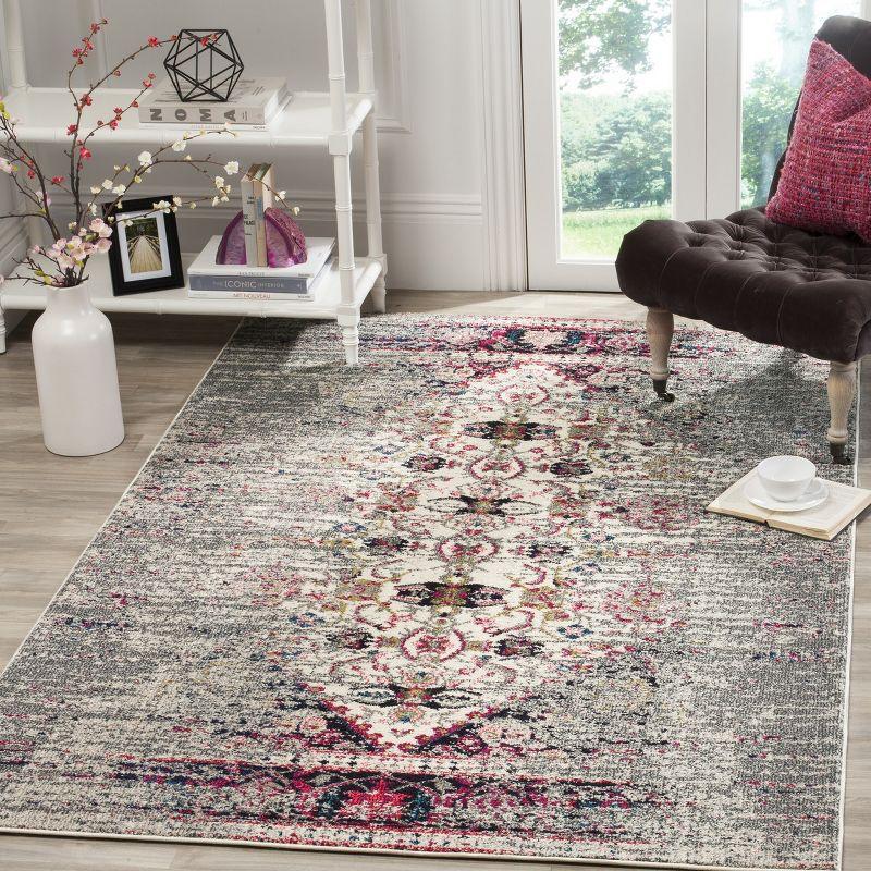 Reversible Grey/Ivory Synthetic Area Rug 3' x 5'