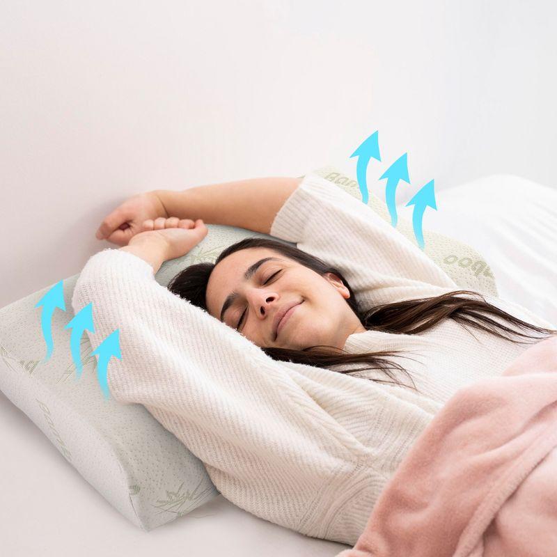 Cheer Collection Contoured Latex Memory Foam Pillow with Washable Cover - White (24" x 16" x 4")