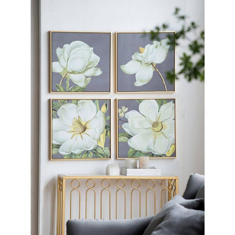 Blooming Florals Framed Wall Art -20"W X 1.5"L X 20"H - Gold