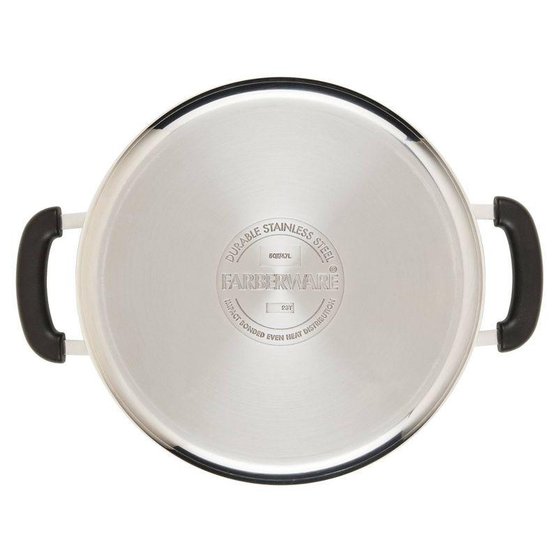 Farberware Brilliance Stainless Steel Dutch Oven  / Casserole Pan With Lid, Dishwasher Safe And Induction Suitable, 5 Quart, Silver