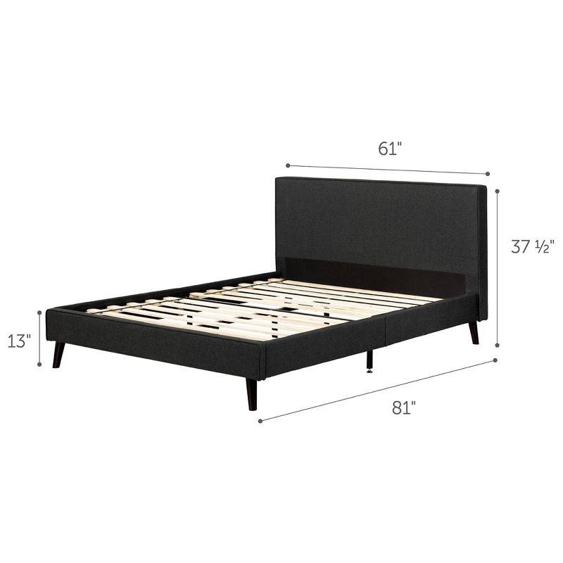 Queen Sazena Upholstered Complete Bed Charcoal Gray - South Shore