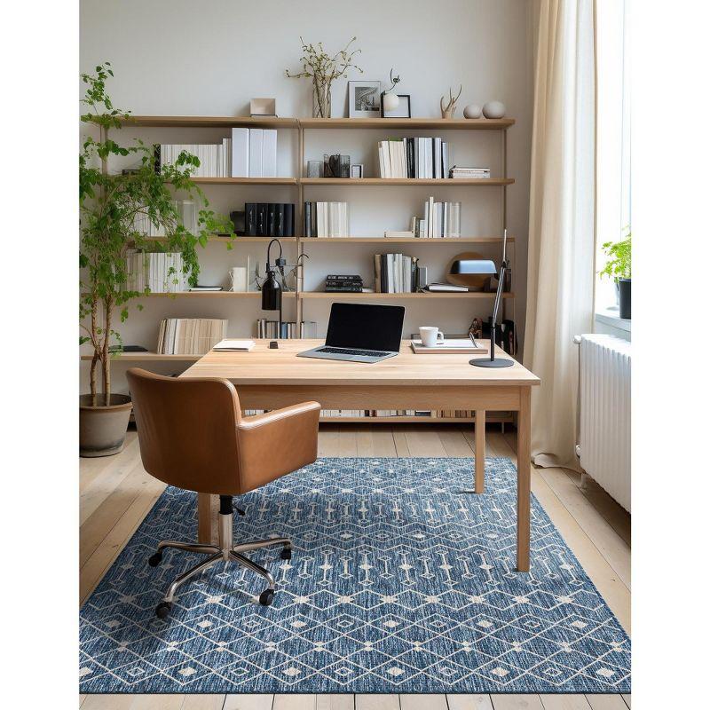 Unique Loom 7' 1 x 10' 0 Rectangle Indoor/Outdoor Trellis Blue Area Rug