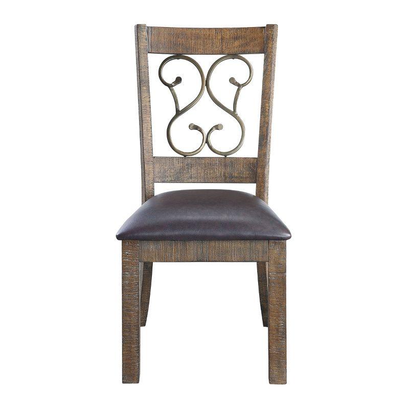 Raphaela Black Faux Leather and Weathered Cherry Side Chair