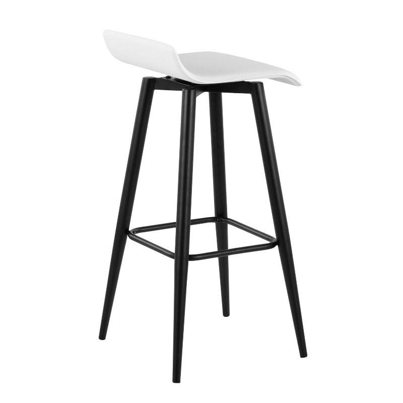 Set of 2 Ale Faux Leather/Steel Barstools Black/White - LumiSource: Upholstered Rectangle, Fixed Height, 250lbs Capacity