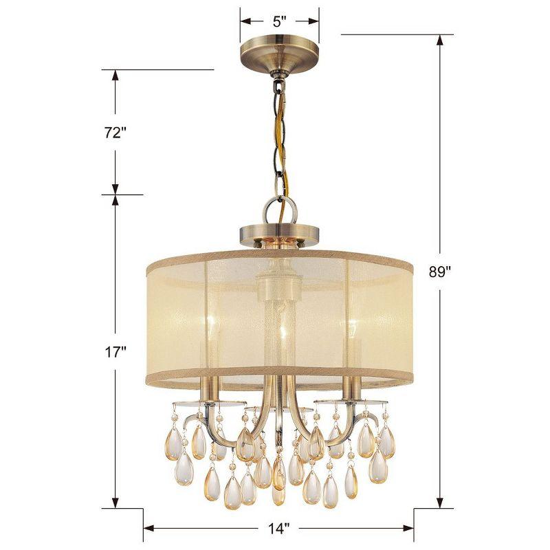 Crystorama Lighting Hampton 3 - Light Chandelier in  Antique Brass