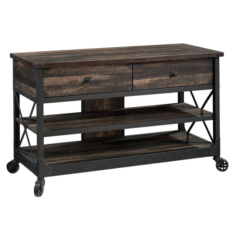 Industrial Carbon Oak TV Stand with Metal Frame for Up to 55" TVs