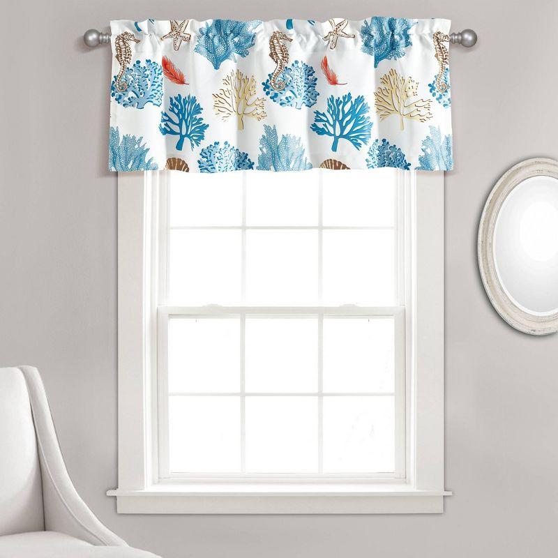 Coastal Reef Feather Light Filtering Blue Valance