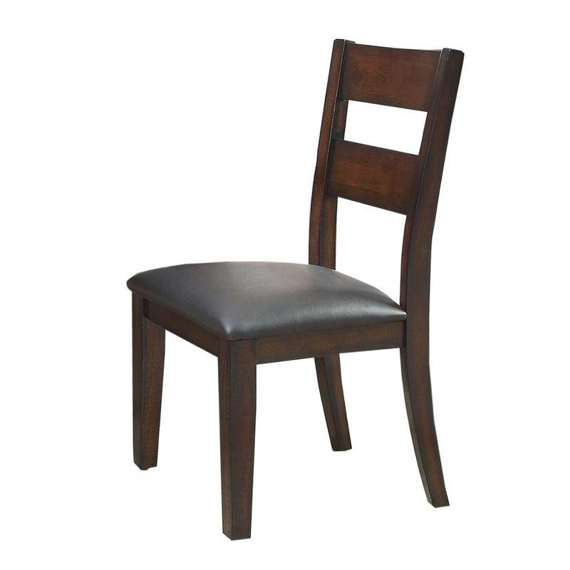 Simple Relax Set of 2 Faux Leather and Wood Dining Side Chairs in Dark Cherry