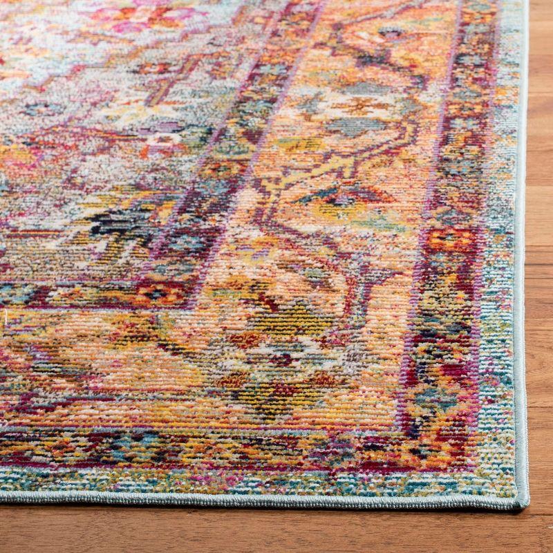 Crystal CRS507 Power Loomed Area Rug - Light Blue/Orange - 7'x7' - Safavieh.