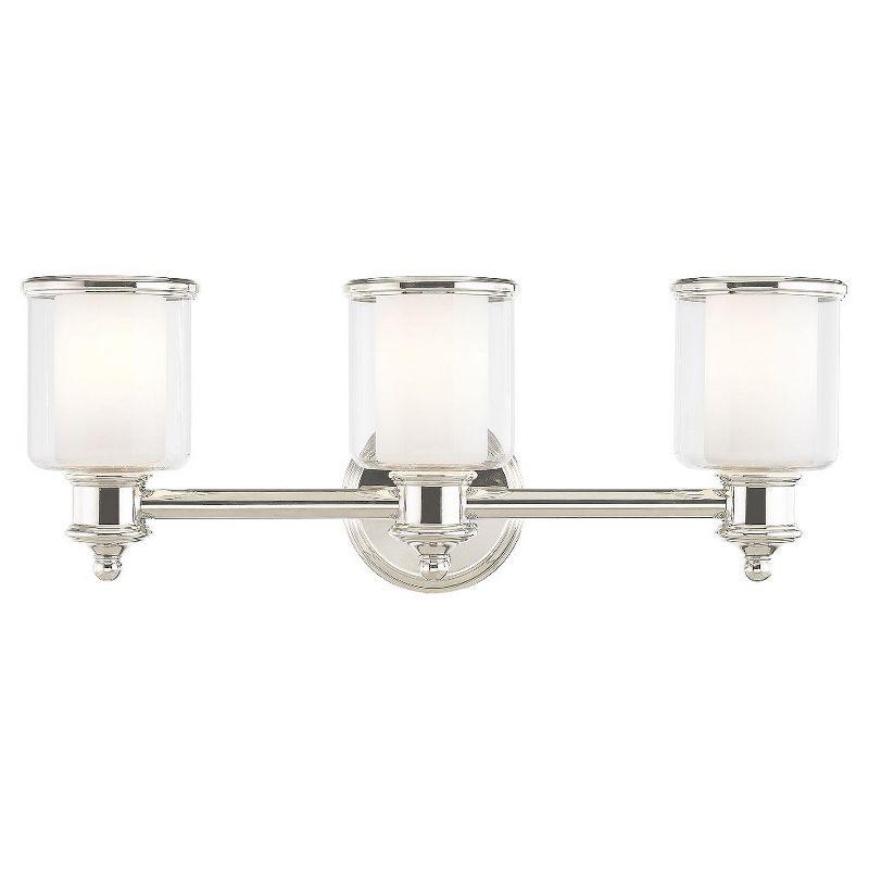 Polished Nickel 3-Light Vanity Light with Handcrafted Glass