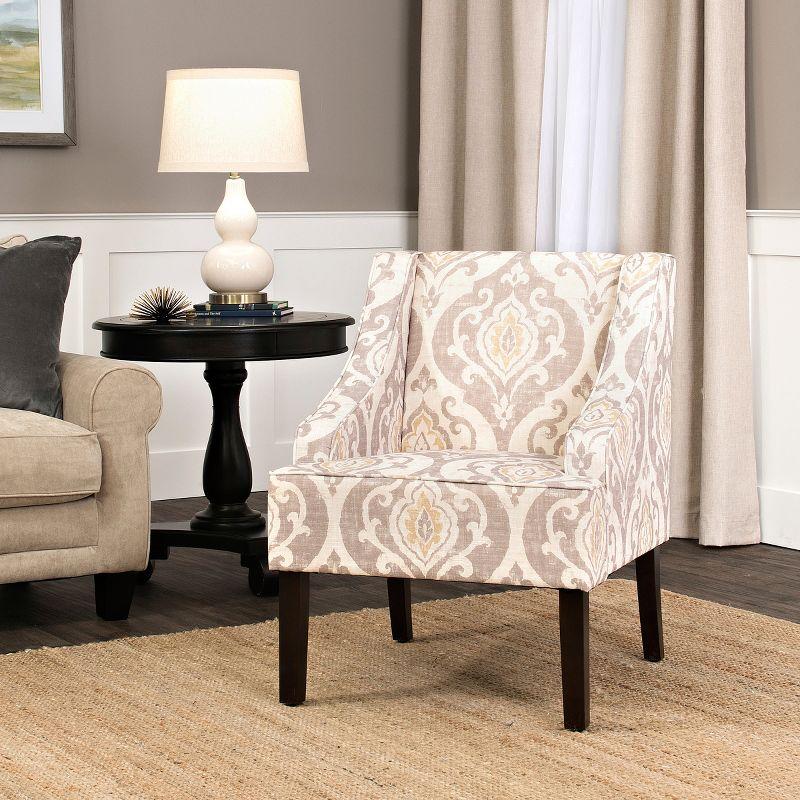 Classic Swoop Accent Armchair Natural Raffia - HomePop: Upholstered, Wood Legs, Foam Fill