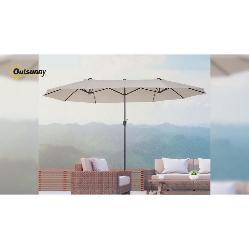 Outsunny 15ft Patio Umbrella Double-Sided Outdoor Market Extra Large Umbrella with Crank Handle for Deck, Lawn, Backyard and Pool