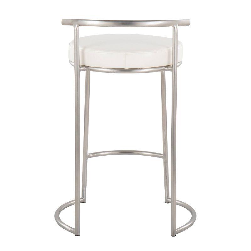 White Metal Round Counter Stool with Padded Seat, 26"