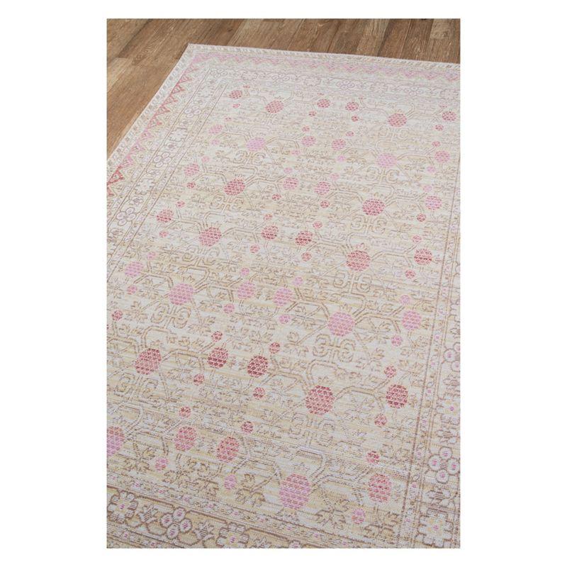 4'x6' Floral Loomed Area Rug Pink - Momeni: Modern Botanical Design, Low Pile, Polyester, Indoor Use