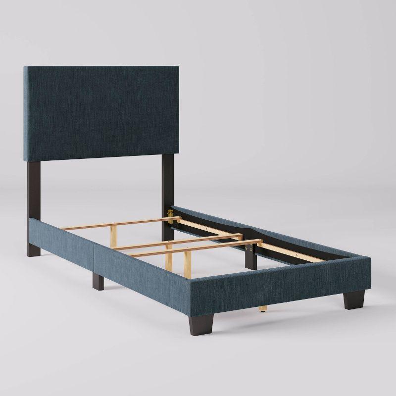 CorLiving Twin Celeste Modern Upholstered Bed Blue: Polyester Fabric, MDF & Wood Frame, Transitional Style