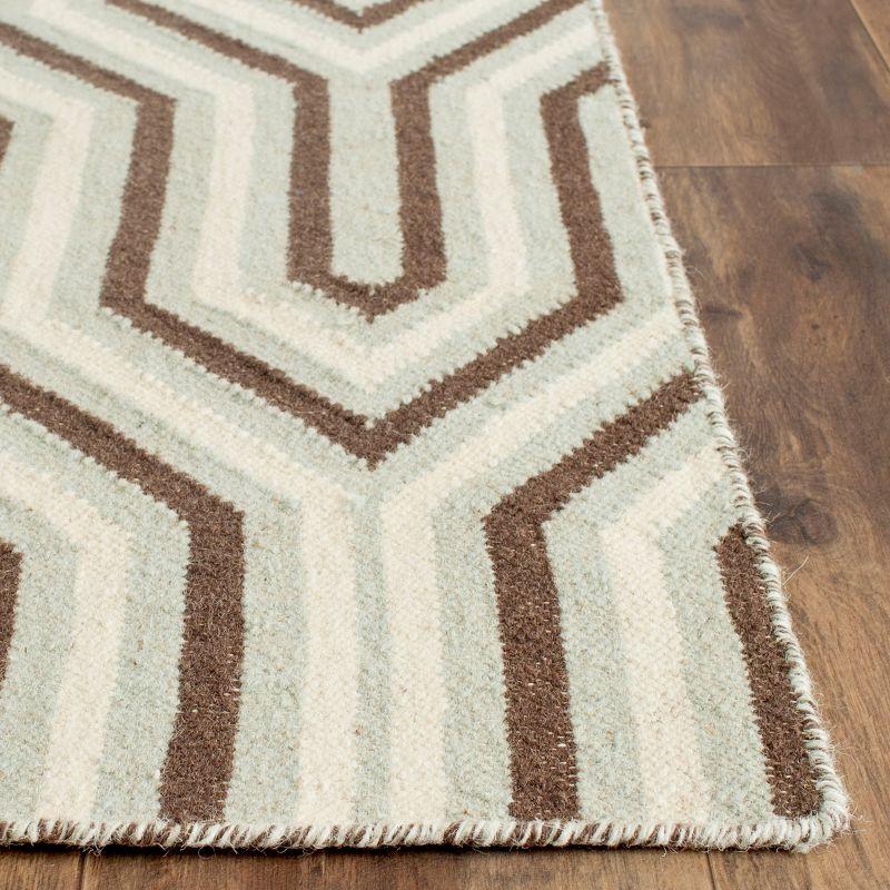 Gray 6' Square Handmade Flat Woven Wool Area Rug