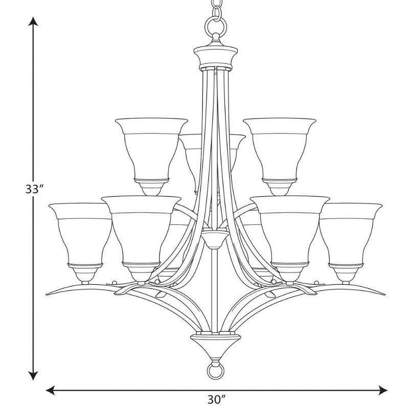 Progress Lighting Trinity 9-Light Two-Tier Chandelier, Brushed Nickel, Etched Glass Shades