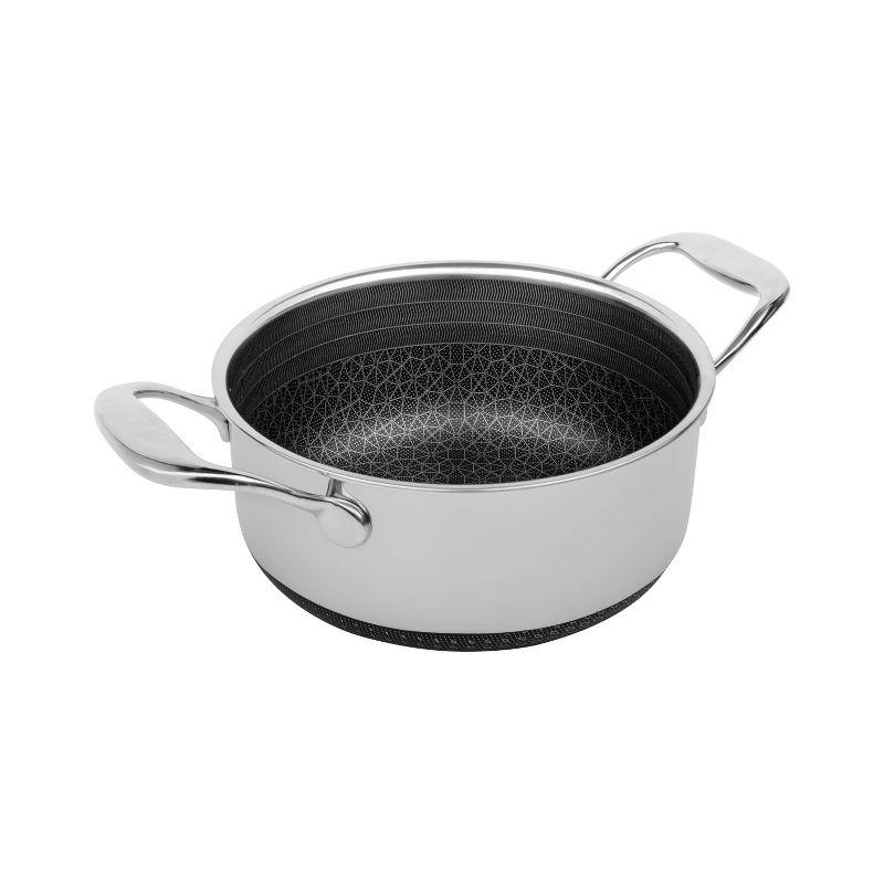 Livwell Brands Diamond Clad 3qt Hybrid Nonstick Stainless Steel Stock Pot and Lid: Tri Ply, Oven & Dishwasher Safe, Vented Lid