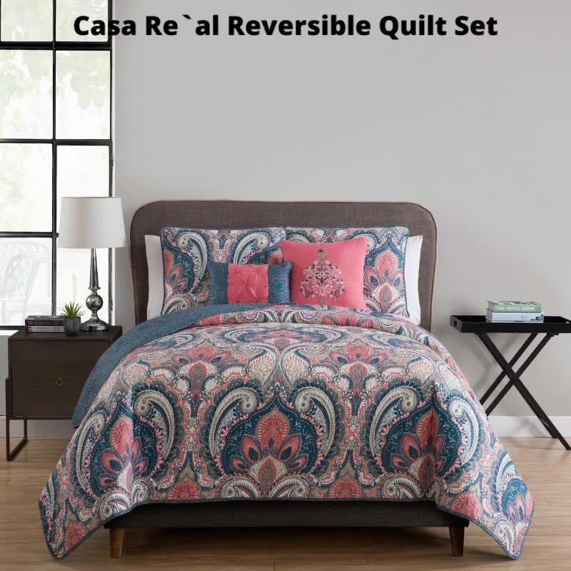 5pc Casa Re`al Reversible Quilt Set - VCNY