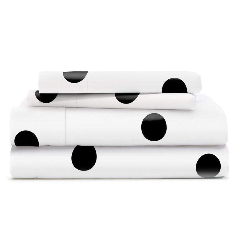 Cosy House Collection Everyday Pattern Bed Sheet Set - Black Pearl - Polka, Cal King