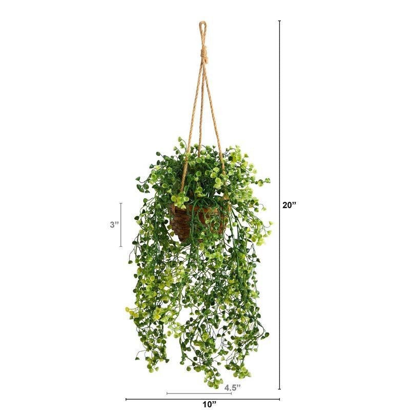 Nearly Natural 20-in Baby Tear Artificial Plant in Hanging Basket